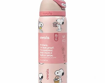 Kawaii Snoopy Water Bottle 32oz 24oz Leakproof Insulated Straw Lid Cute Aesthetic Travel Gift