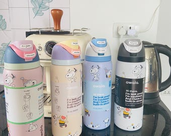 Snoopy Owala Style Bottle 32oz Leakproof Stainless Steel FreeSip Straw Lid Cute Cartoon Travel Gym Water Cup Gift For Girls Women