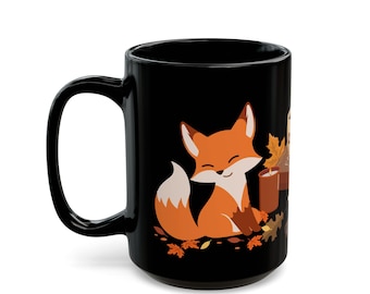 Adorable Fox Autumn Mug, Cozy Fall Vibes, Ceramic Cup for Hot Drinks