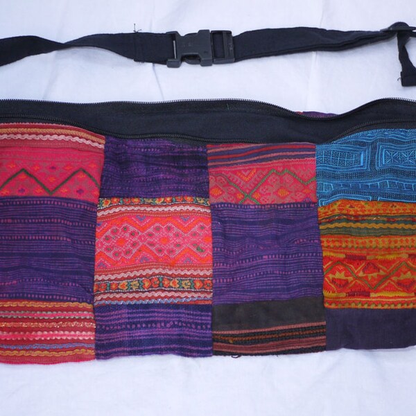 Shoulder and carry yoga mat bag, Hmong Hilltribe Thai handmade vintage, tribal, shoulder, cotton hippie hobo purple pink ethnic yoga mat bag