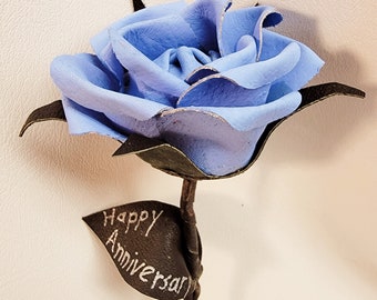 Personalized leather flower, Personalized anniversary gift, Leather rose