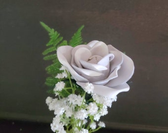 White leather rose, Anniversary gift,  Wedding gift,  Wedding flower