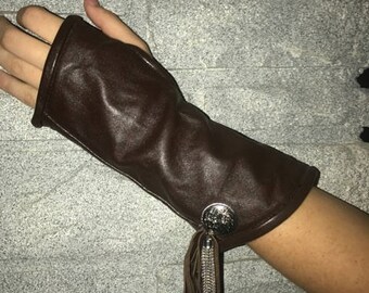 Lambskin fingerless gloves