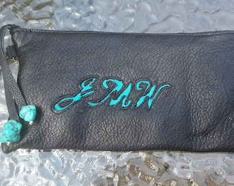 Personalized Leather Wristlet