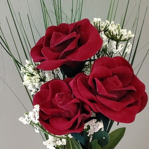 Leather roses, 3rd  anniversary gift, red roses