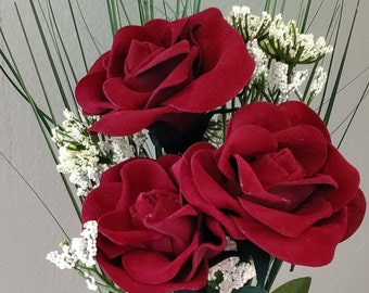 Leather roses, 3rd  anniversary gift, Red roses, Forever roses, Leather flowers