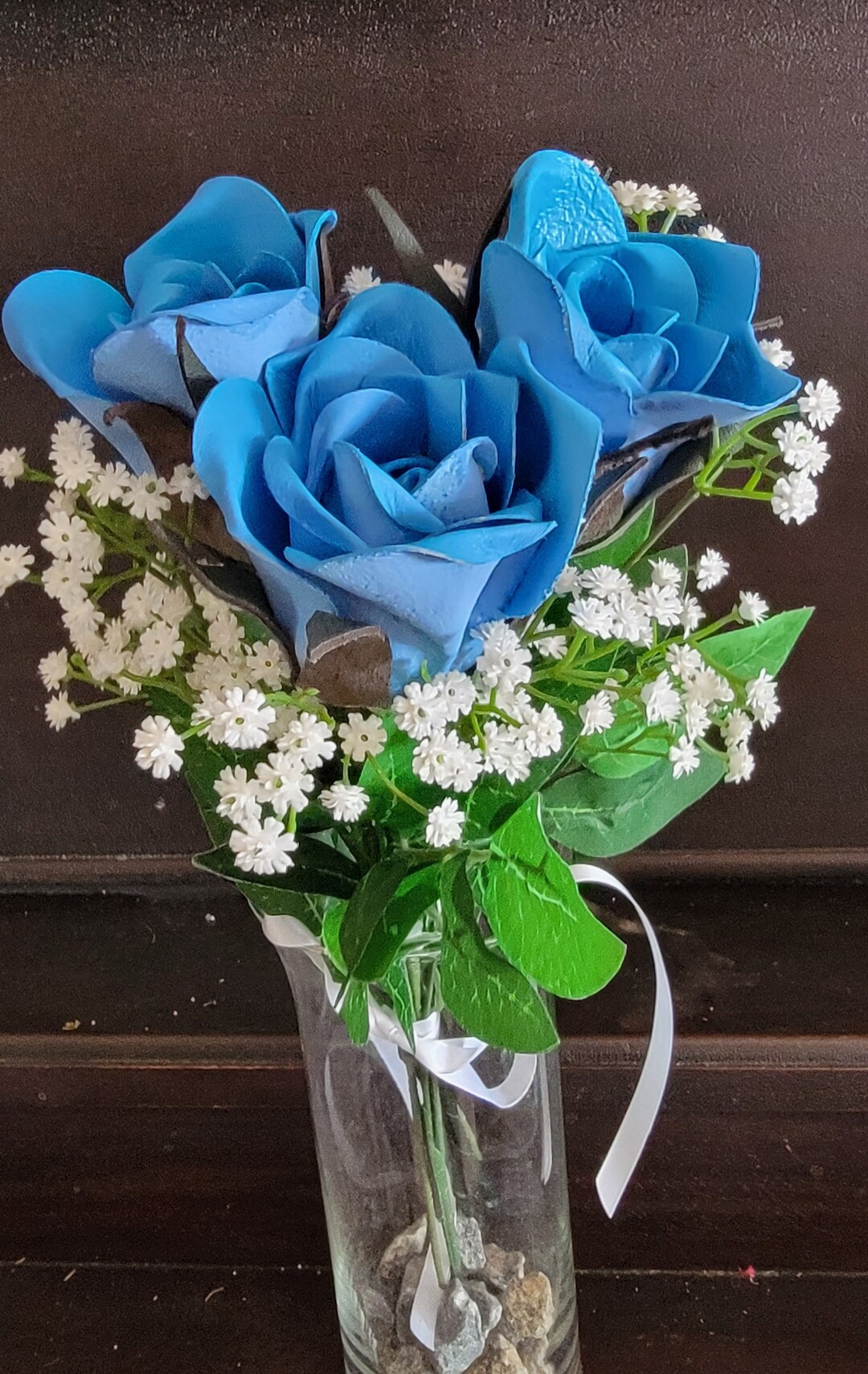 Leather Flowers3rd Anniversary Gift 3 Rose Arrangement Etsy