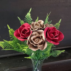 Leather roses, Holiday floral arrangement, table decor, leather flowers,  fall centerpiece