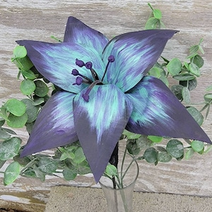 Stargazer lily, Leather lily, Black lily, Leather flowers, Purple and green stargazer lily, Anniversary gift