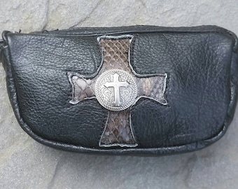 Celtic cross leather pouch