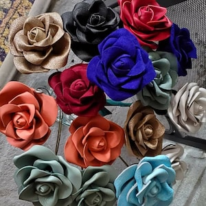 Leather Rose: Everlasting Floral Gift, Anniversary Decor (16 inch)