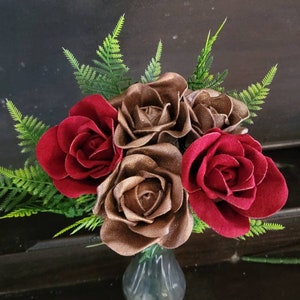 Handcrafted Leather Rose Christmas Table Arrangement