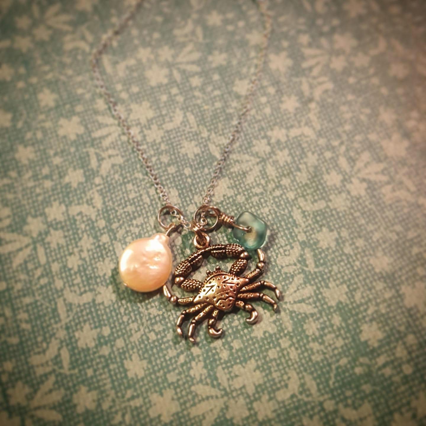 Silver Crab Necklace Etsy