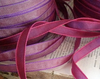 3 yards of iridescent bright pink fuchsia or bright purple small ribbon