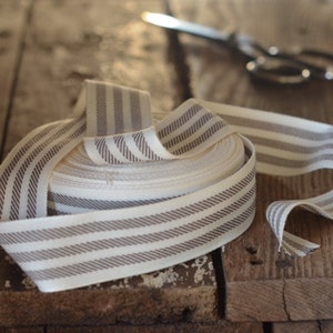 brown and cream ticking striped ribbon