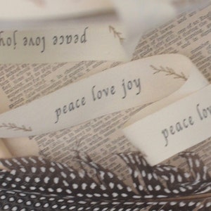 Cinta de algodón estampada con paz, amor y alegría
