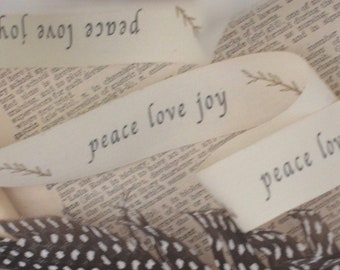 peace love and joy printed cotton ribbon