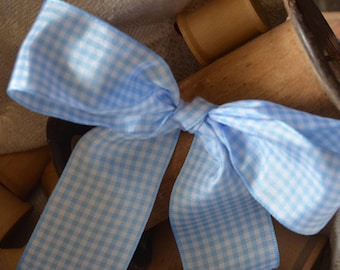 light blue and white check 1 1/2" english ribbon