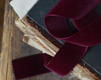 burgundy 1 1/2" wide swiss velvet ribbon