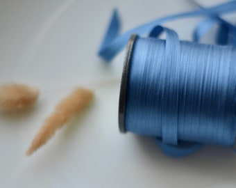 french denim blue silk 1/4" or 1/8" ribbon