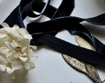 ebony black silk velvet ribbon