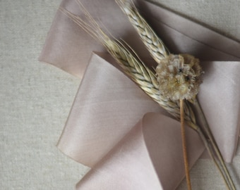 marzipan beige 2 1/2" hand dyed silk ribbon