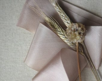 marzipan beige 2 1/2&quot; hand dyed silk ribbon