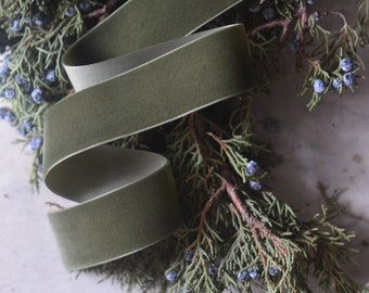 loden green 1 1/2&quot; swiss velvet ribbon