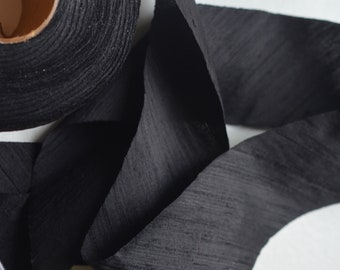 black dupioni 2" silk ribbon