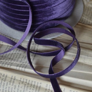 purple eggplant purple 3/8&quot; swiss velvet ribbon
