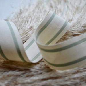 sage greige 1 1/2 ticking stripe ribbon image 1