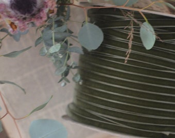 loden green 3/8" wide swiss velvet