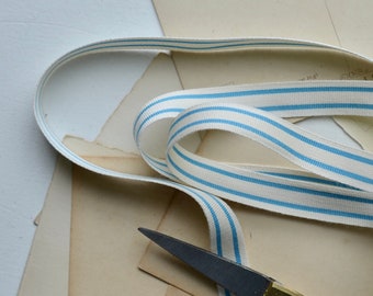 ticking bright turquoise striped cotton ribbon