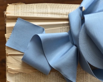 light dusty blue 3" wide washed petersham ribbon