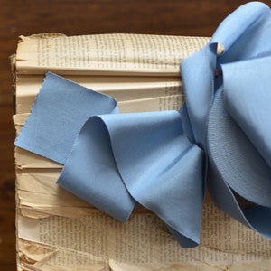 light dusty blue 3&quot; wide washed petersham ribbon