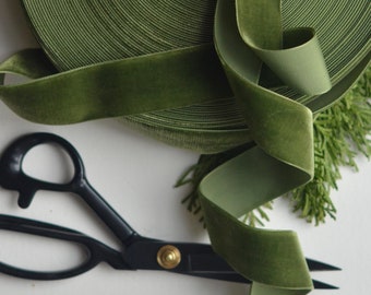 mossy olive green 1 1/2&quot; wide swiss velvet ribbon