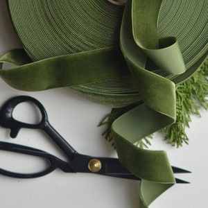 mossy olive green 1 1/2" wide swiss velvet ribbon