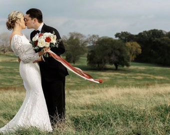 burgundy red sheer georgette silk 3" wide