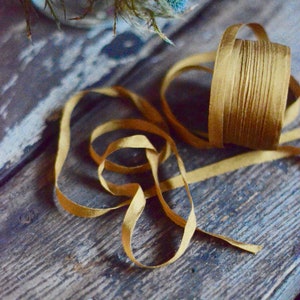 54 Yard Roll of Small Gold Silk Ribbon 