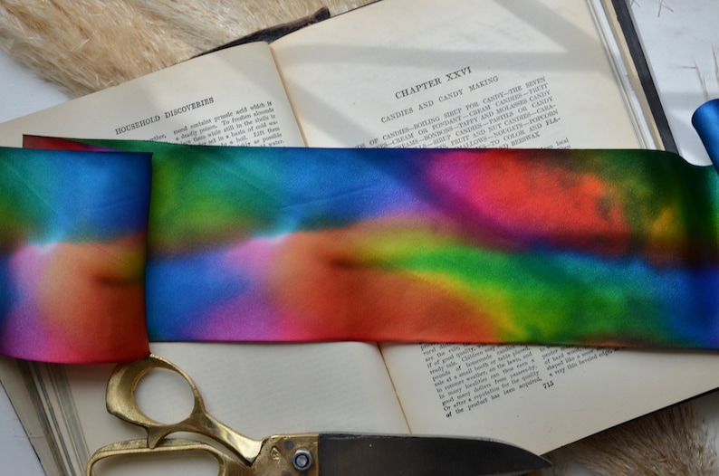 rainbow 4 or 2 1/2 hand dyed silk satin ribbon image 6