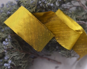 gold chartreuse dupioni 2" silk ribbon