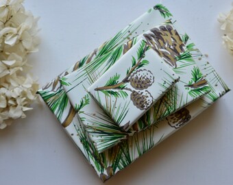 pine cone and evergreen holiday gift wrap