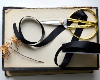 black swiss satin ribbon 5/8", 1", 1 1/2" or 2" widths