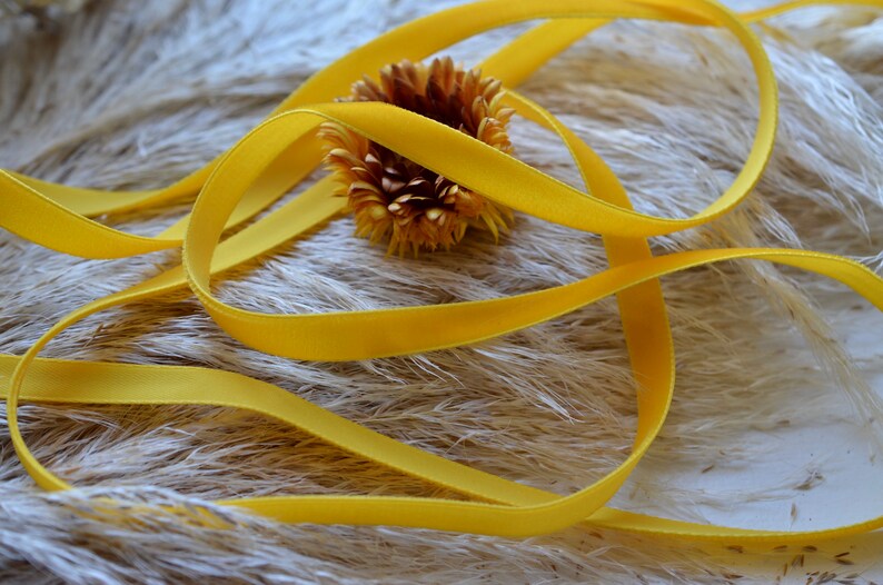 yellow tiger lilly 3/8 swiss velvet ribbon image 2