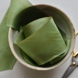 alfalfa green hand dyed silk ribbon image 3