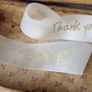 Thank you gold and ivory sheer ribbon image 1