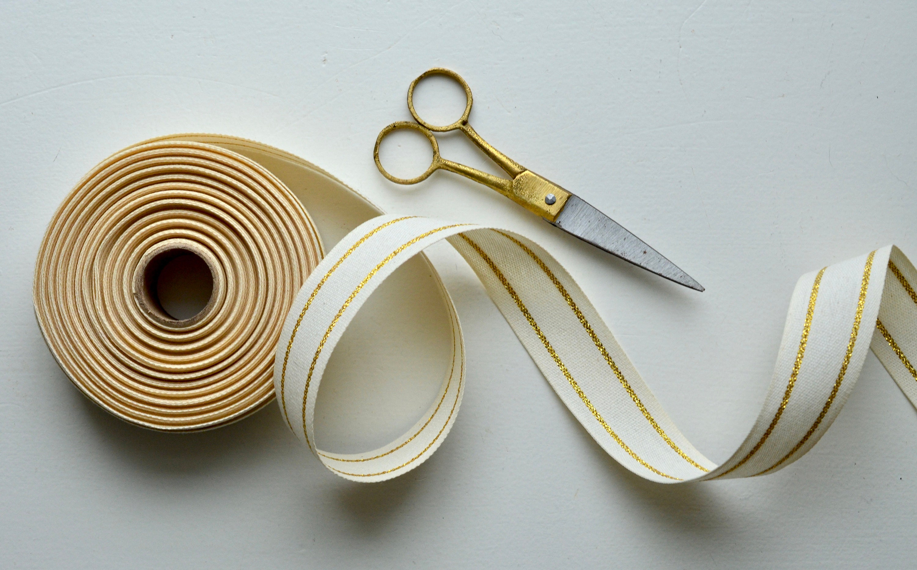 Cotton Blend and Gold or Copper Metallic Striped Ribbon 15 Yard Roll - Etsy