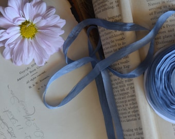 dusty french blue small 1/4" silk ribbon