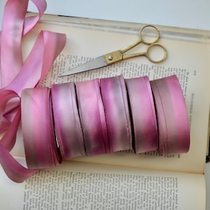 rosy rhubarb pink hand dyed silk ribbon