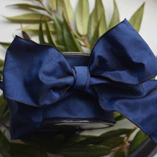 navy blue taffeta french wired ribbon